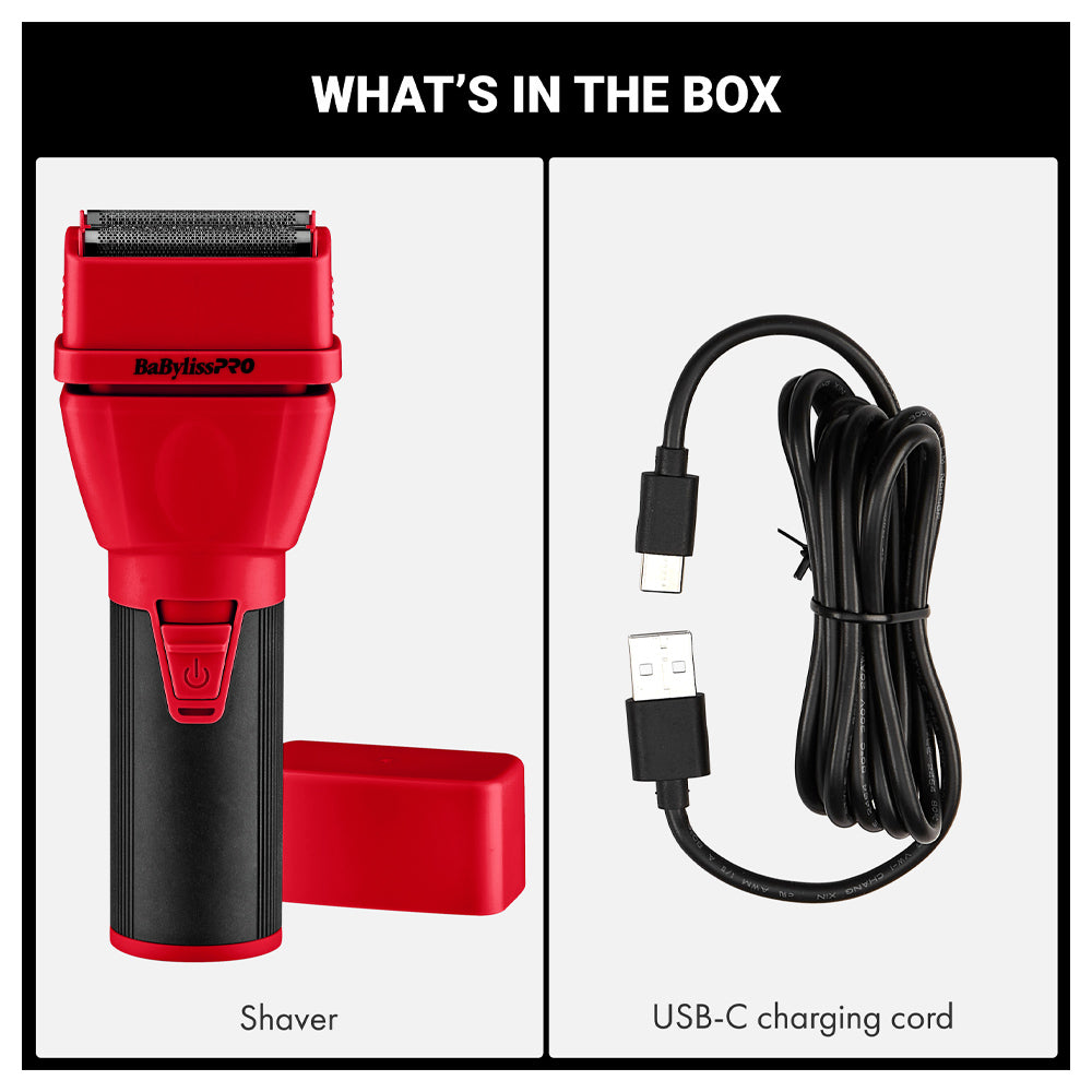 BaBylissPRO Red COREFX Double-Foil Shaver FX75FS2RD -  Waterproof Housing - USB-C Charging - Limited Edition Red