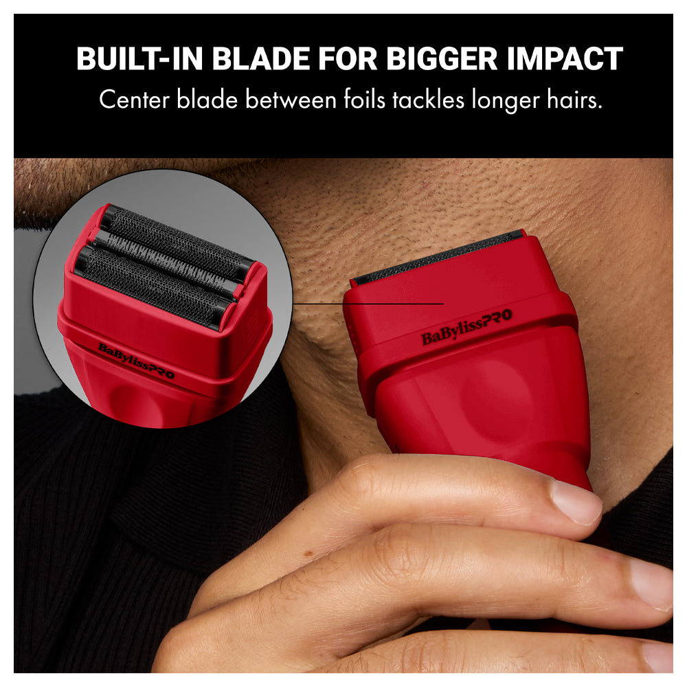 BaBylissPRO Red COREFX Double-Foil Shaver FX75FS2RD -  Waterproof Housing - USB-C Charging - Limited Edition Red