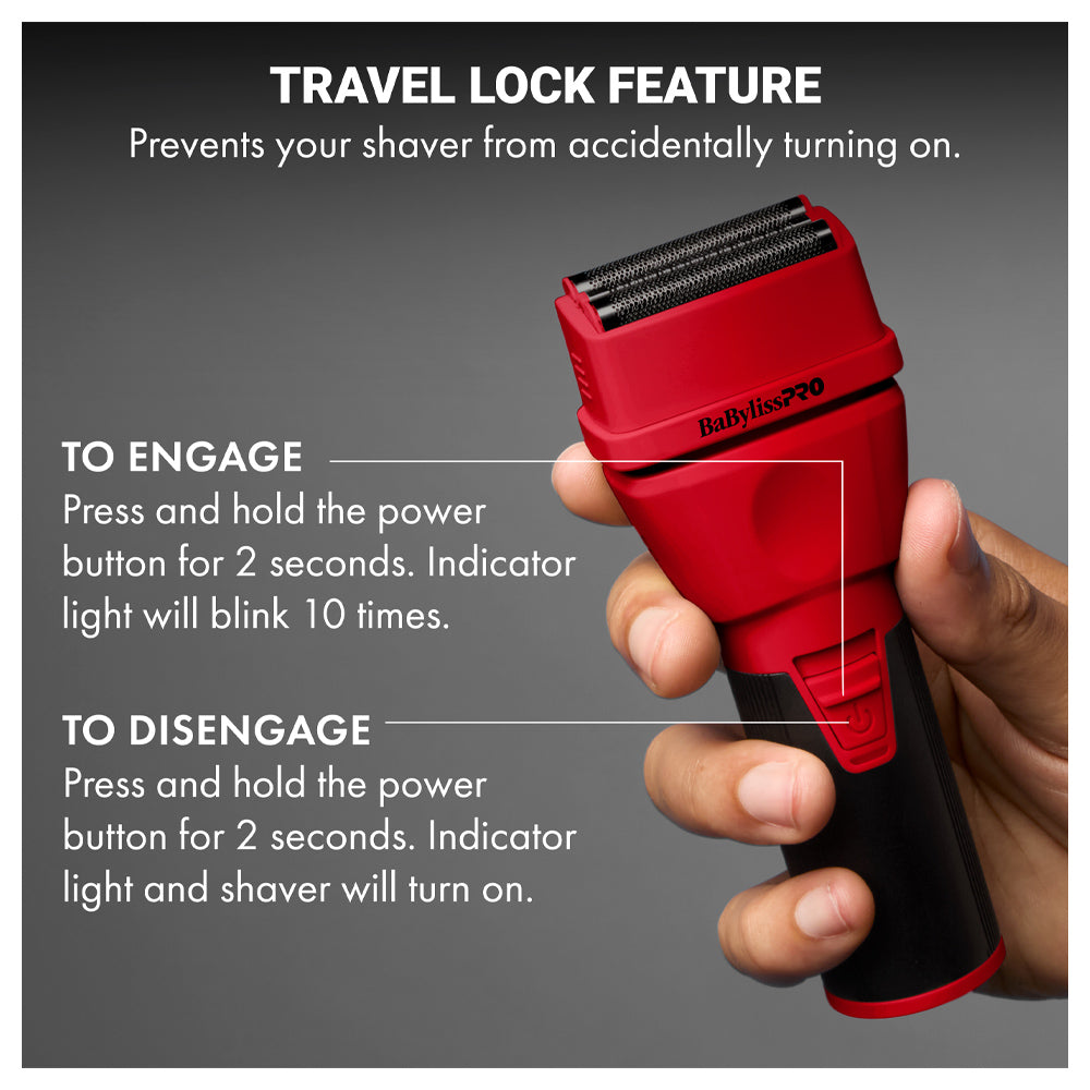BaBylissPRO Red COREFX Double-Foil Shaver FX75FS2RD -  Waterproof Housing - USB-C Charging - Limited Edition Red