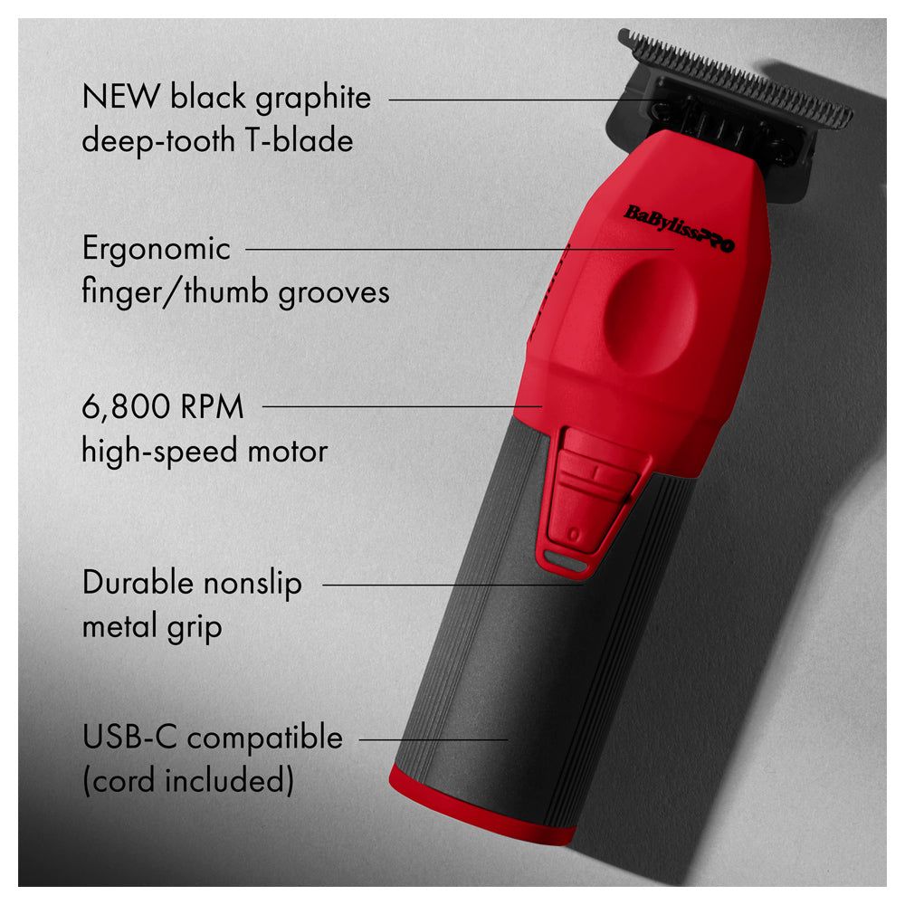 BaBylissPRO Red COREFX Duo Clipper & Trimmer FX86RD & FX76RF - USB-C Charging - Limited Edition Red