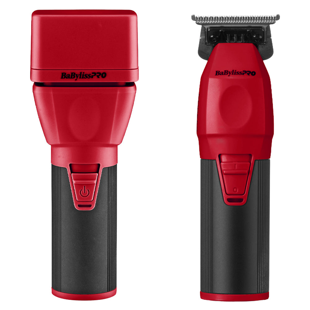 BaBylissPRO Red COREFX Duo Trimmer & Double Foil Shaver FX76RF & FX75FS2RD - USB-C Charging - Limited Edition Red