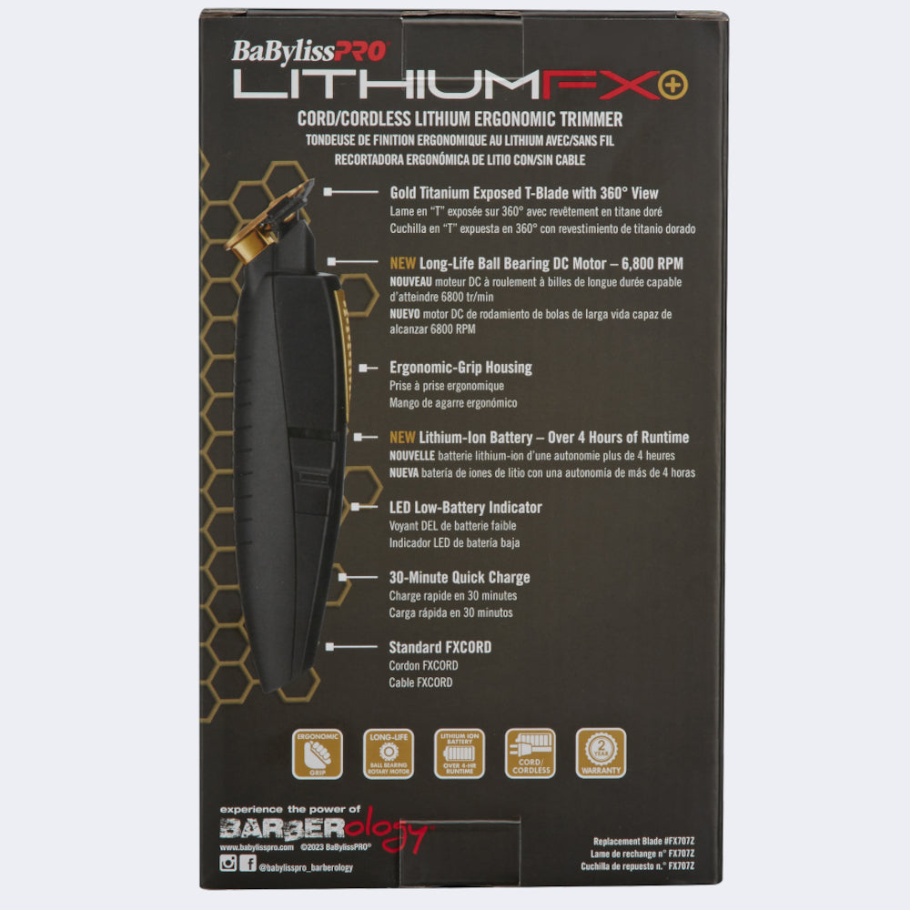 BaBylissPRO LithiumFX+ Cord/cordless Lithium Ergonomic Trimmer FX773N - Package