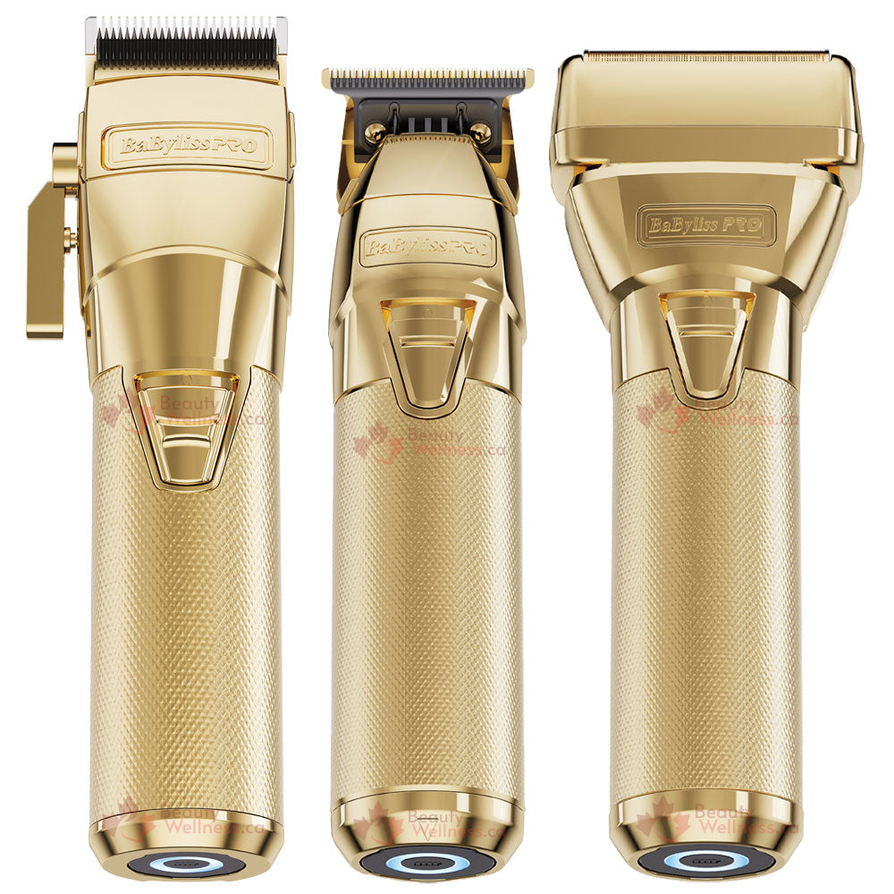 BaBylissPRO FXONE Super Combo GoldFX Clipper, Trimmer and Shaver -  FX899G, FX799G and FX79FSG and Interchangeable Battery System