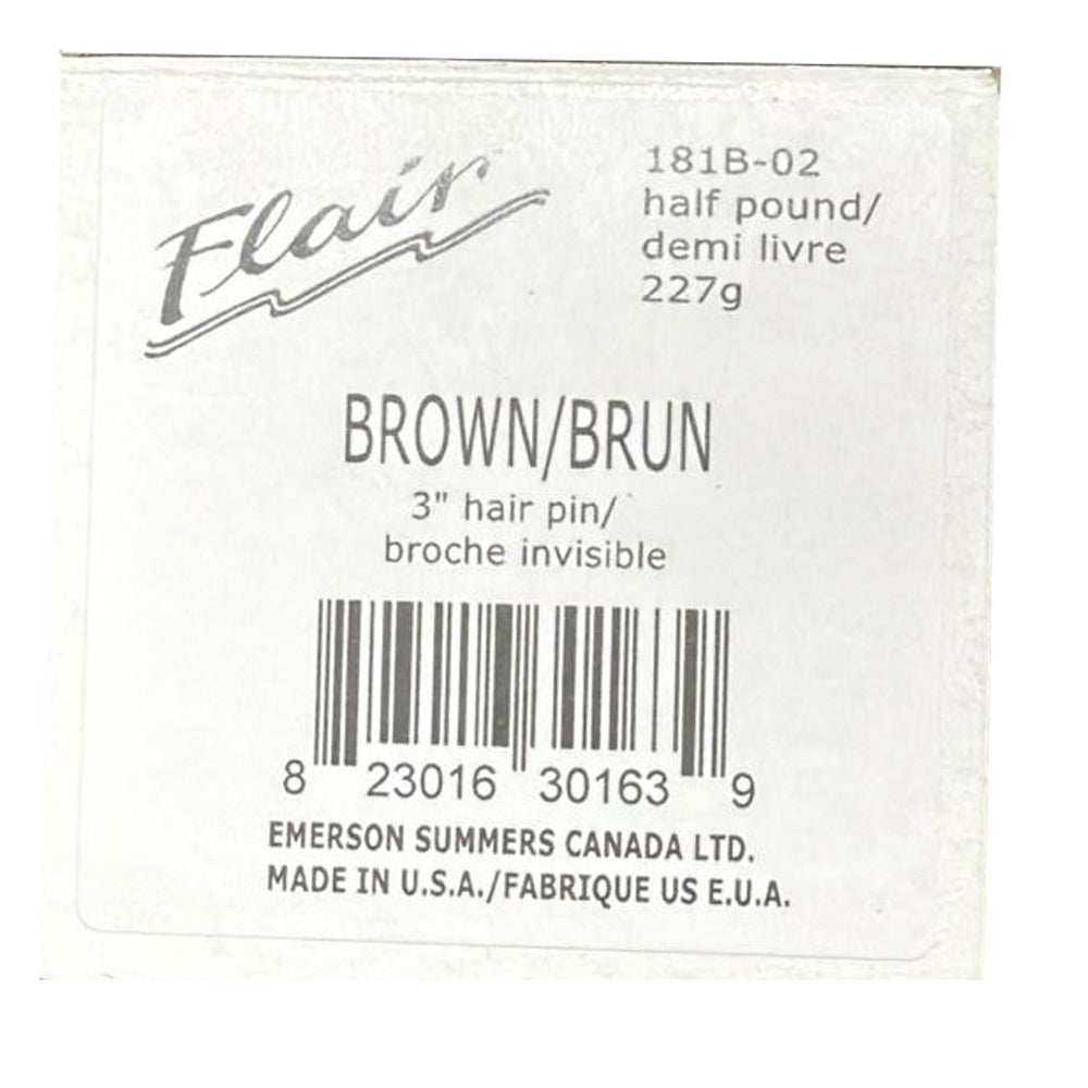 Flair Hair Pins - Brown 3" - Metal - Half Pound Box - 181B-02