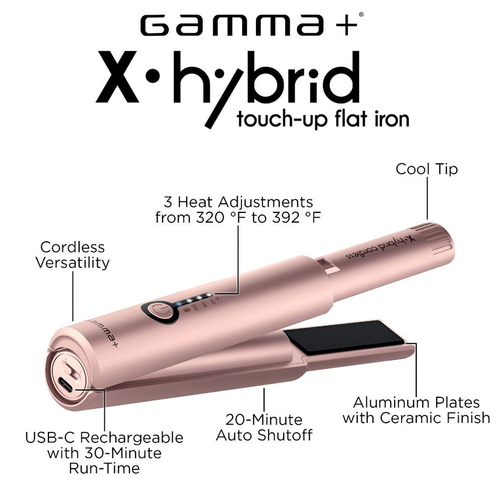 Gamma+ X-Hybrid Cordless Compact Touch-Up Flat Iron with Adjustable Heat GP720RG