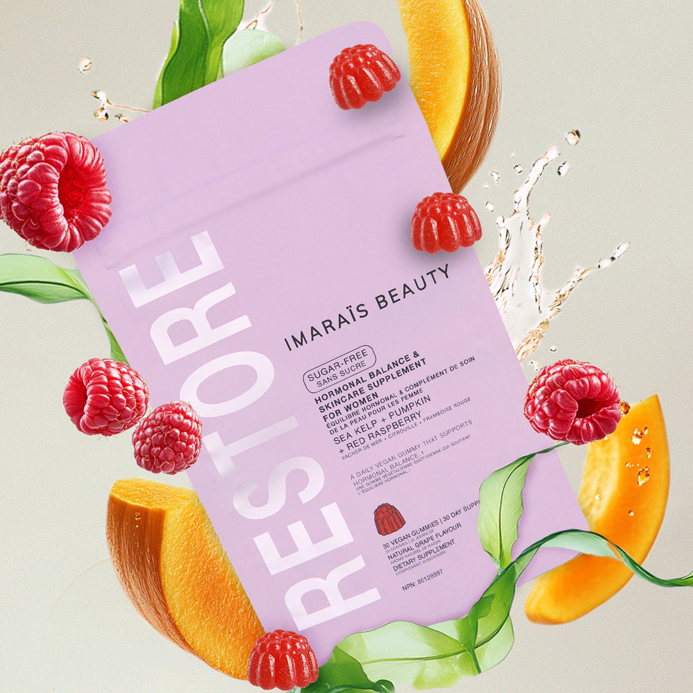 Imarais Restore Hormonal Balance & Skin Care Gummies from Imarais Beauty | Made in Canada - Vegan & Sugar-Free - 1 Month Supply - 30 Gummies - 81 g