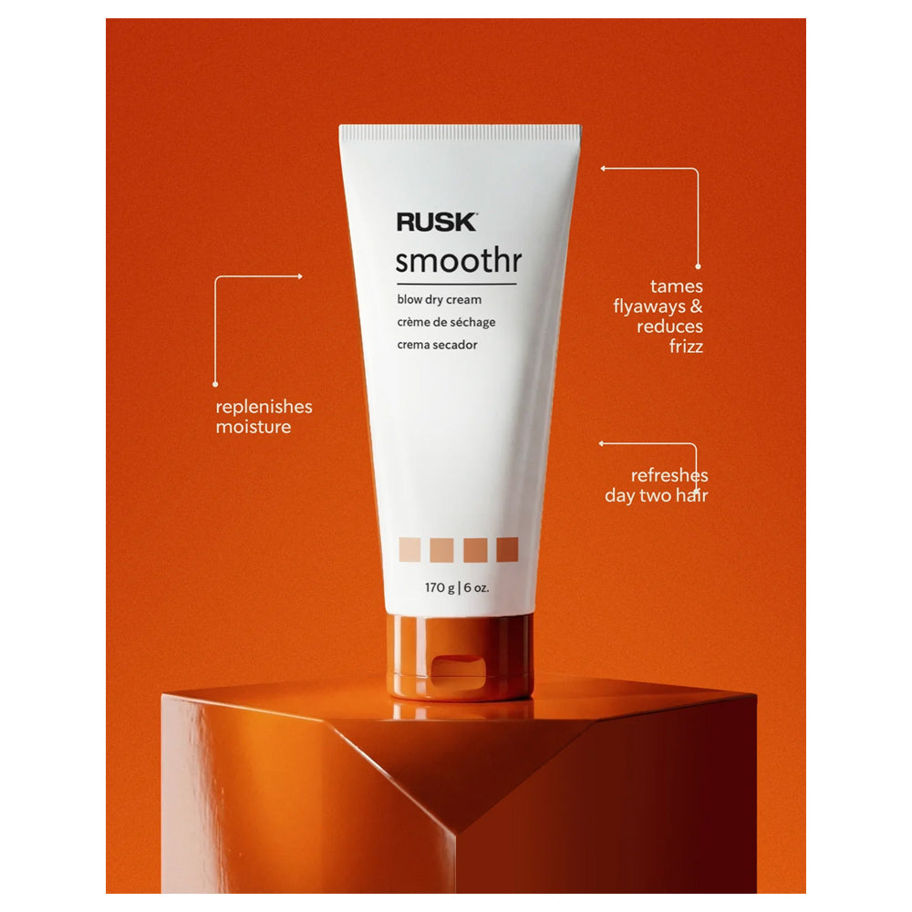 Rusk Smoothr Blow Dry Cream 170 g / 6 oz. - Replenish moisture, smooth flyaways and enhance shine