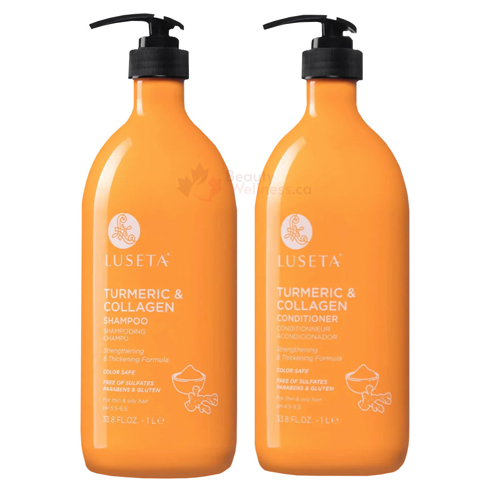 Luseta Turmeric & Collagen Duo Shampoo & Conditioner 1 L - For Thin & Oily Hair