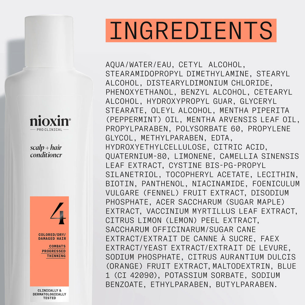 Nioxin System no. 4 Conditioner 1 L - Scalp + Hair Conditioner for Colored Dry or Damaged Hair with Progressed Thinning