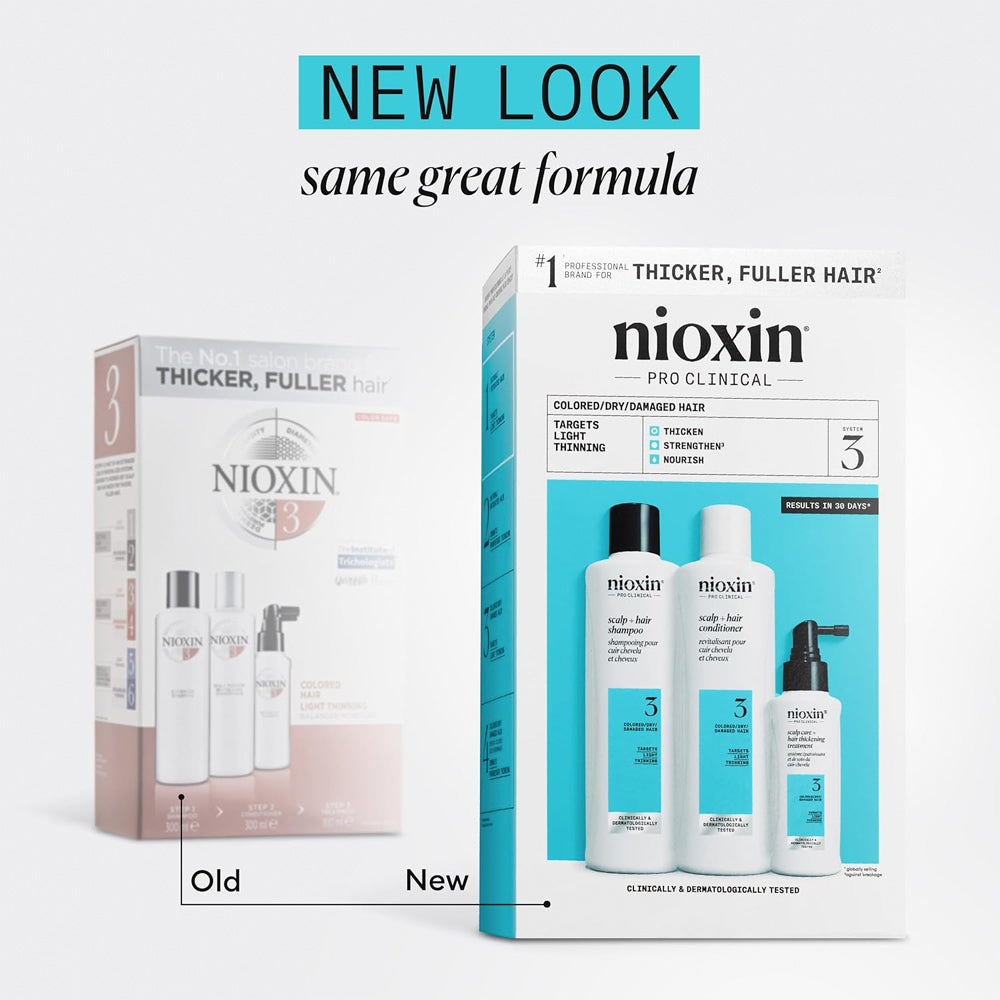 Nioxin System 3 Kit - Thinning and/or thin hair, colored and chemically treated.