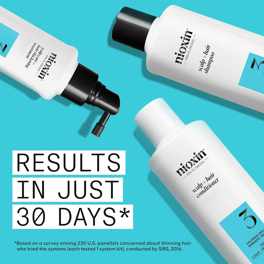 Nioxin System 3 Kit - Thinning and/or thin hair, colored and chemically treated.