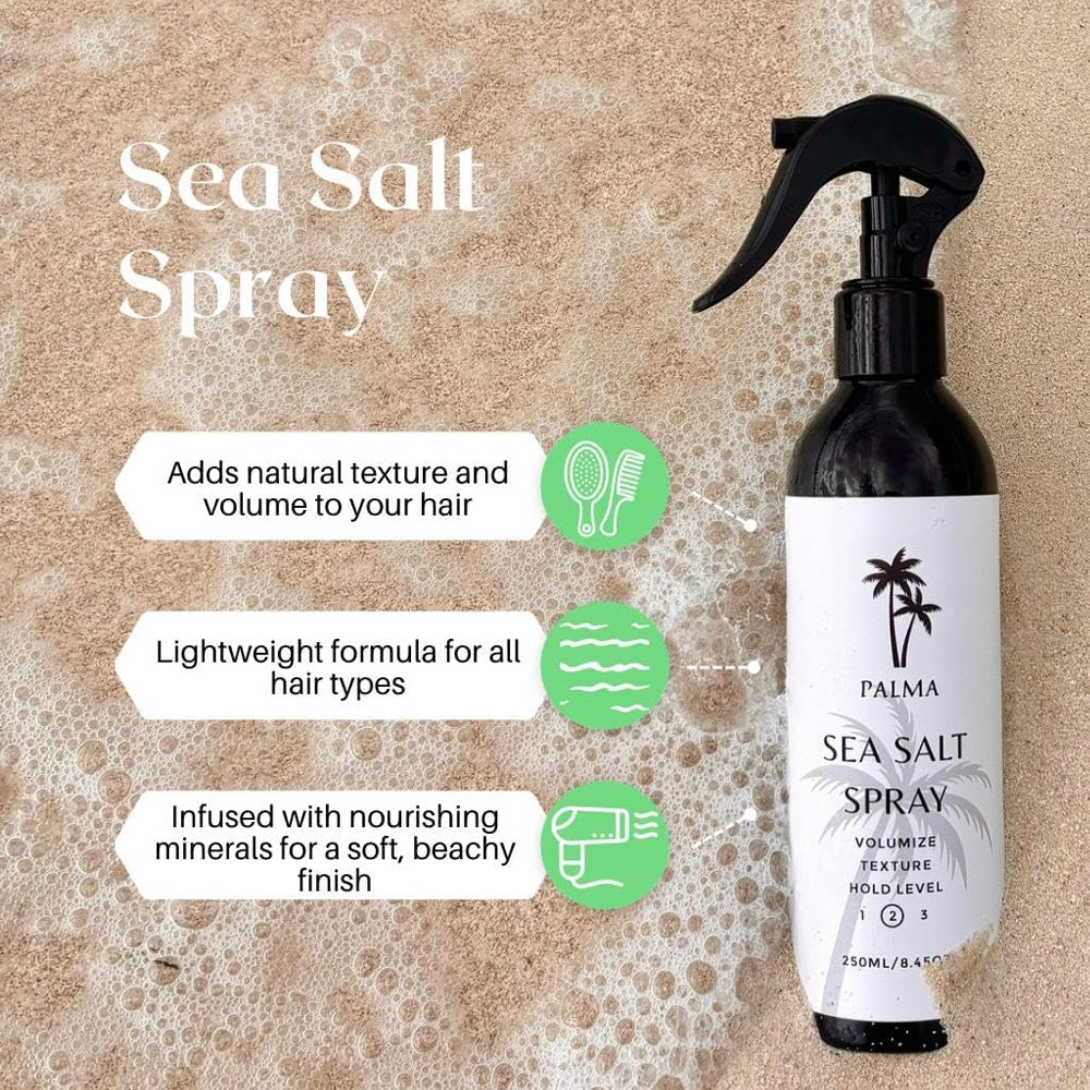 Palma Series Sea Salt Texturizing Spray 250 mL/8.45 oz. | Natural & Organic Ingredients for Texture & Frizz-Free Curls