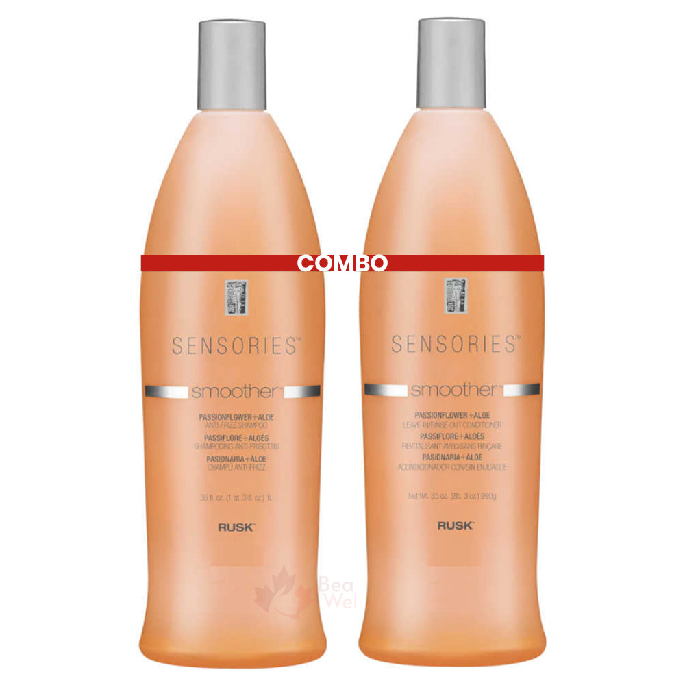 Rusk Sensories Smoother Duo Shampoo & Leave-In-Conditioner - Passionflower & Aloe - 1 L (35 oz.)