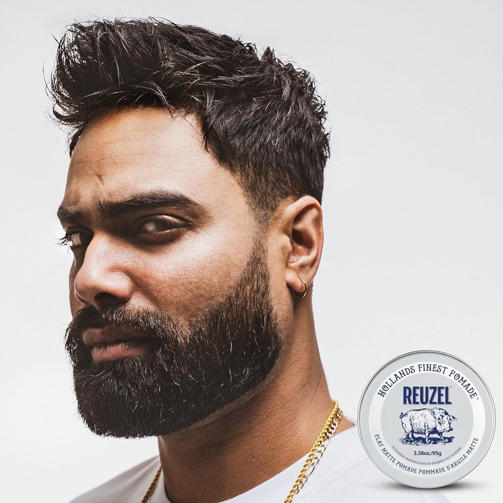 Reuzel Clay Matte Pomade 95 g (3.38 oz.) - Medium Hold With Light Shine Finish - For All Hair Types