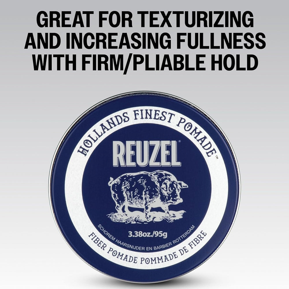 Reuzel Fiber Pomade 95 g (3.38 oz.) - Firm & Pliable With Low Shine Finish - For All Hair Types