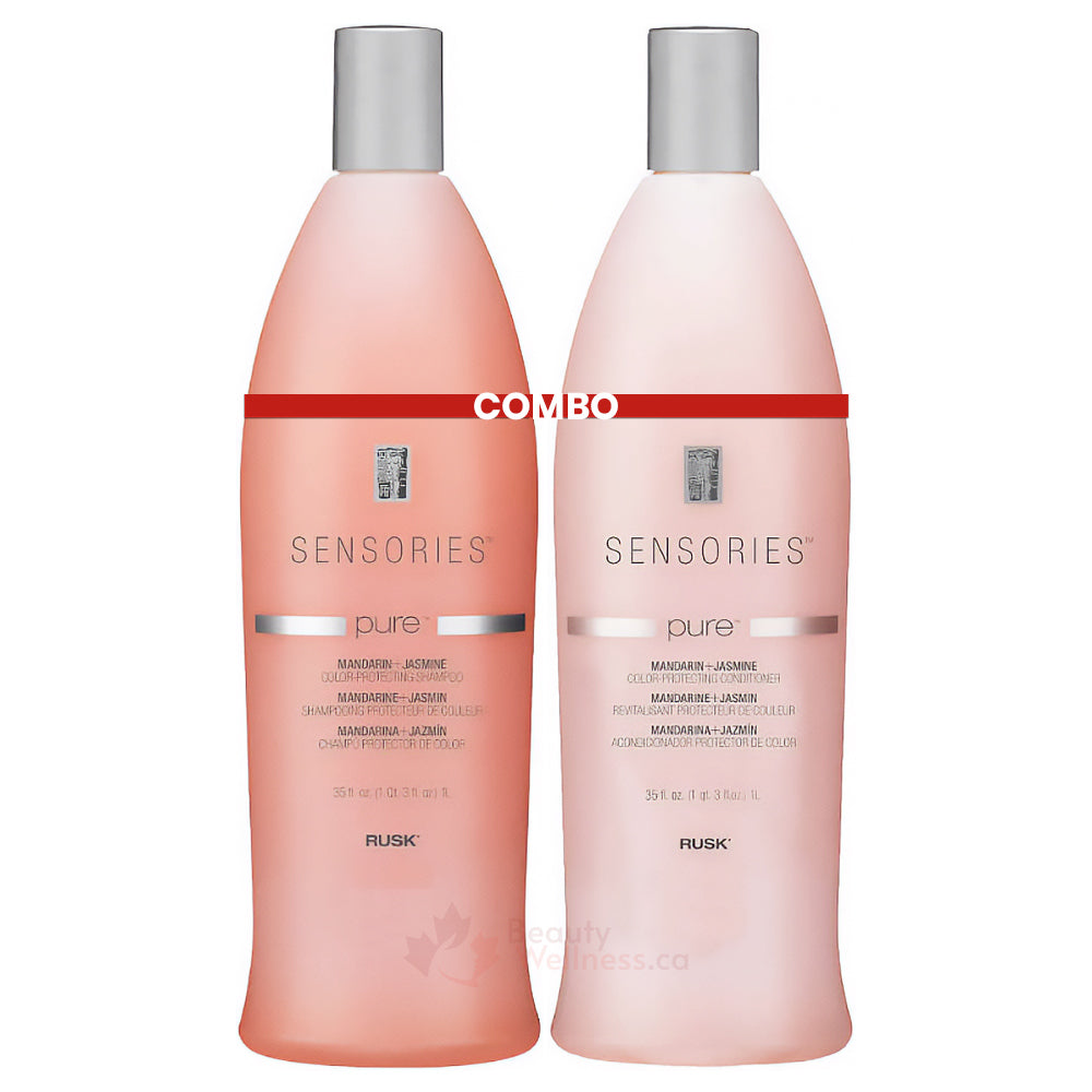 Rusk Sensories Pure Vibrant Color-Protecting Duo Shampoo and Conditioner - Mandarin & Jasmine - 1 L (35 oz.)