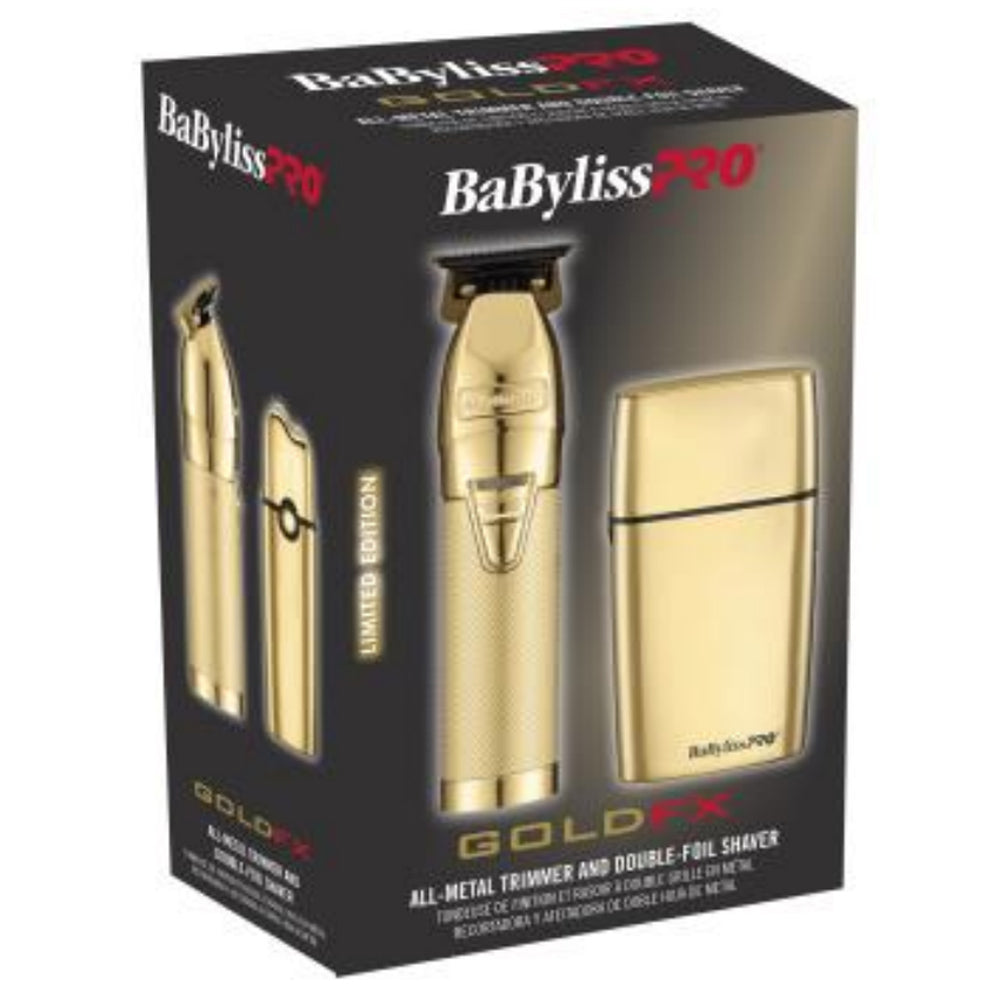 BaBylissPRO GOLDFX+ Gift Set Trimmer and Double Foil Shaver - PREPACK FXDUOFS2TG