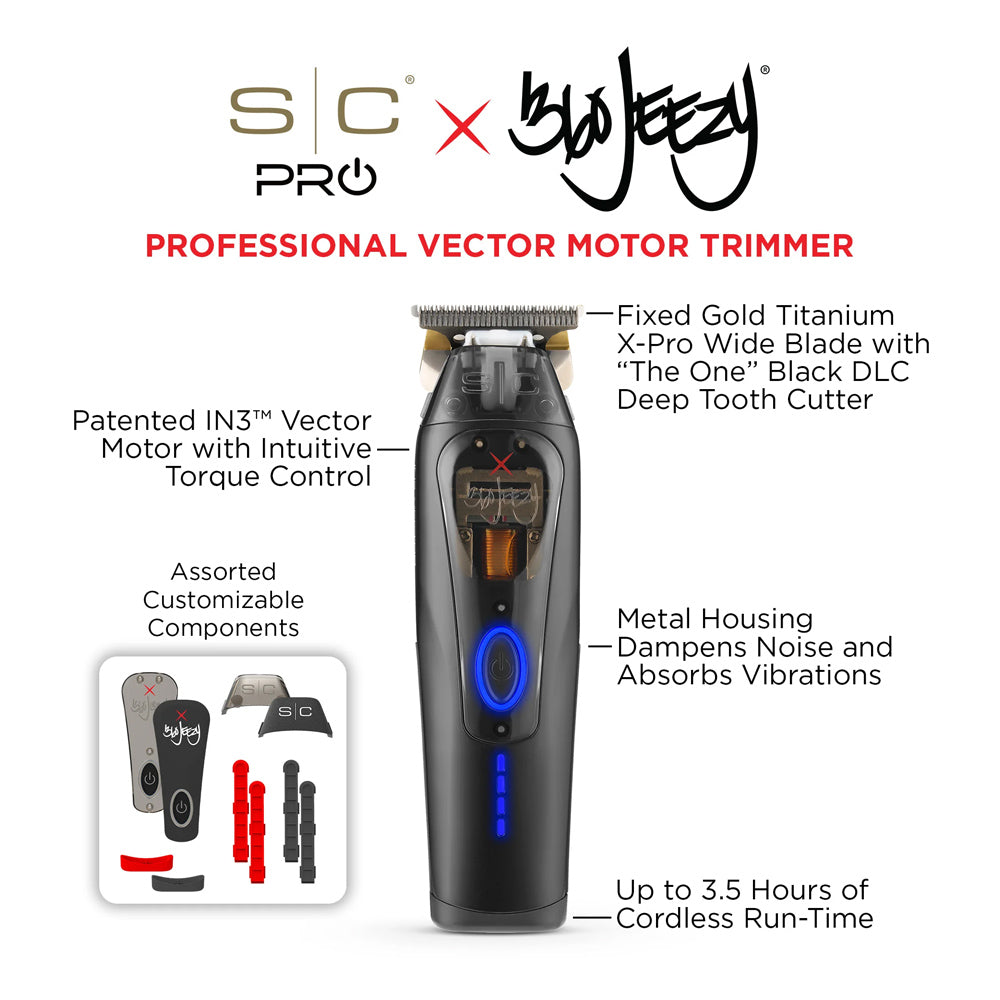StyleCraft S|C x 360 Jeezy Professional Trimmer SC423B | IN3™ Vector Motor Ultra-quiet, Low-vibration