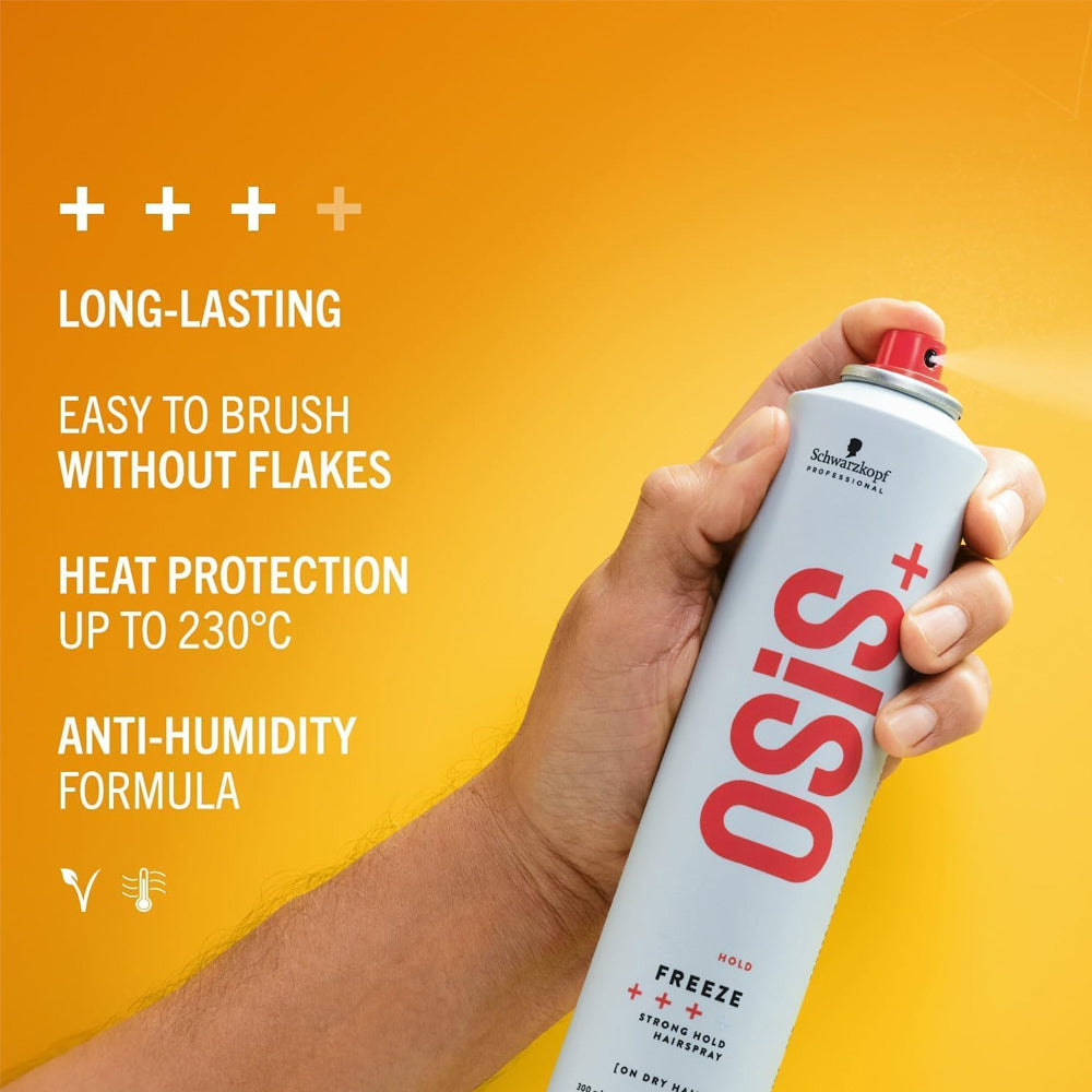 Schwarzkopf Osis+ Freeze 500 mL /  16.9 oz. Strong Hold Hairspray with Thermal Protection and No Flaking