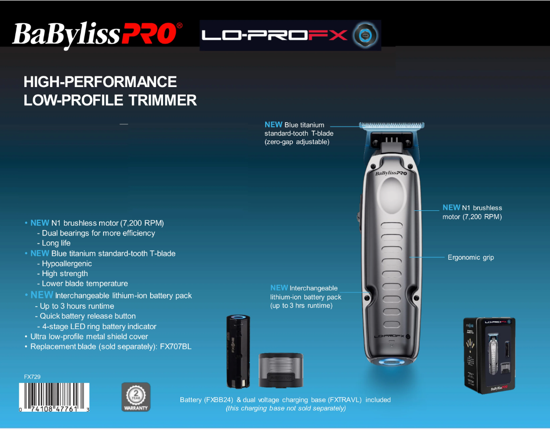 BaBylissPRO Combo Lo-PROFX Clipper and Trimmer FX829 FX729 - FXONE High-Performance Low-Profile Collection