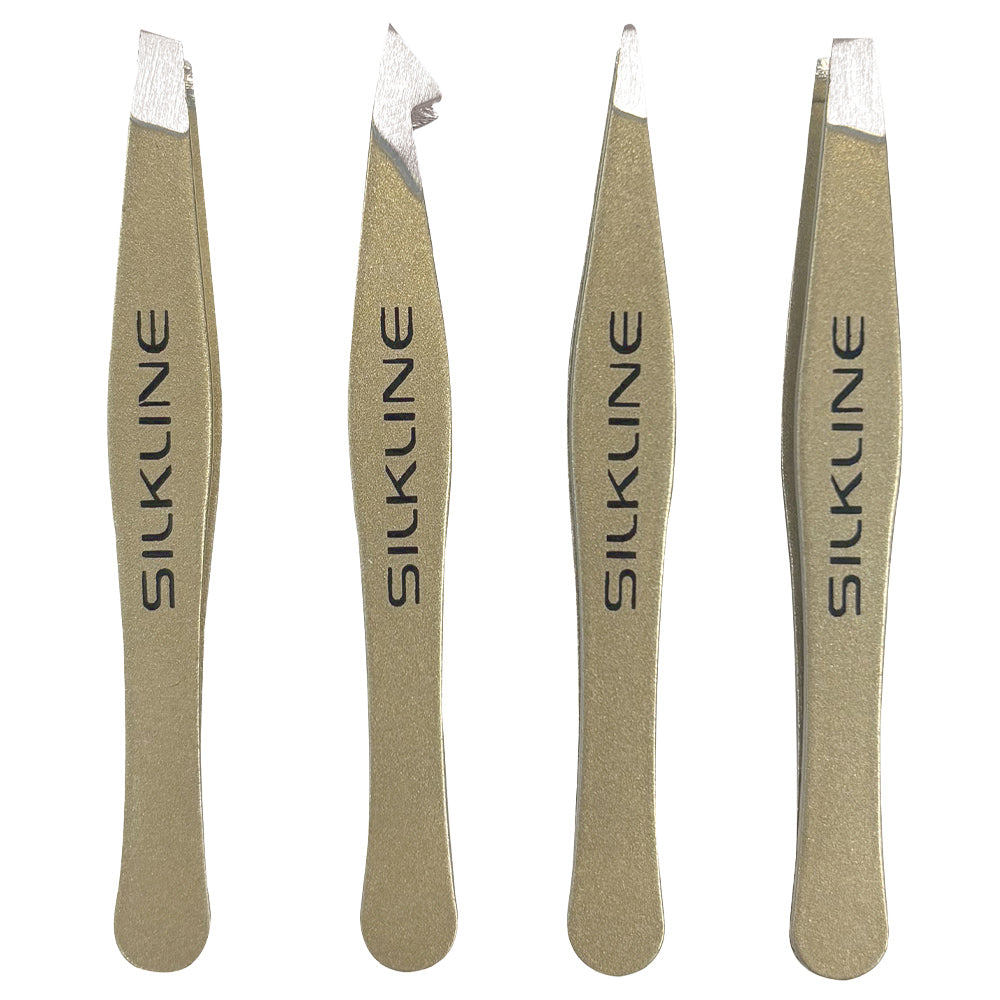 Silkline Professional Metalix Mini Tweezers Set with Leatherette Pouch - Limited Edition - TWEEZMHC