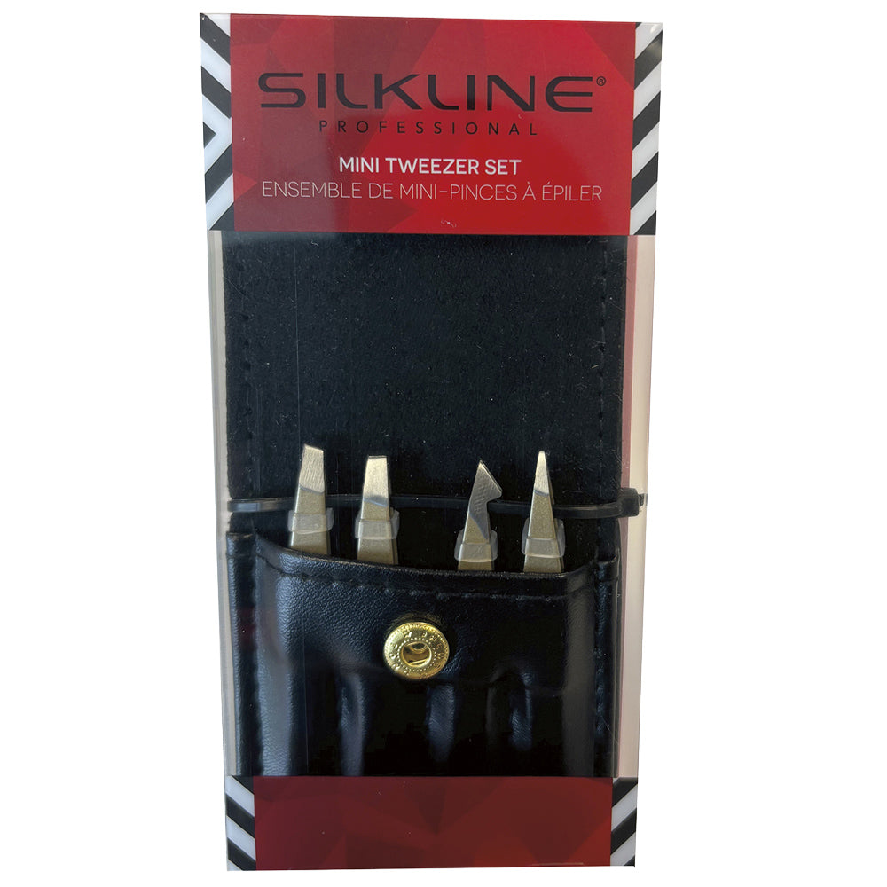 Silkline Professional Metalix Mini Tweezers Set with Leatherette Pouch - Limited Edition - TWEEZMHC