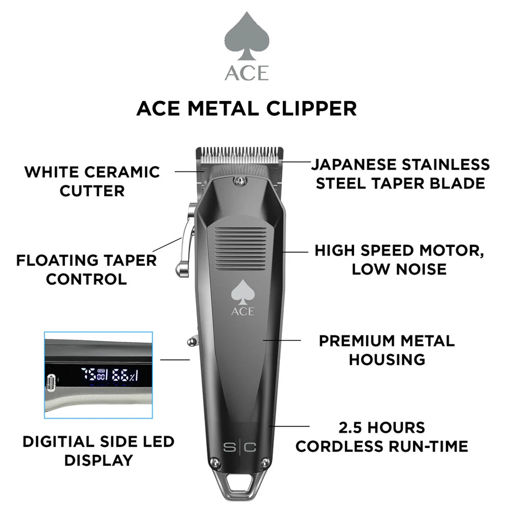 StyleCraft Ace Metal Edition Cordless Hair Clipper With Digital Display – SC610N