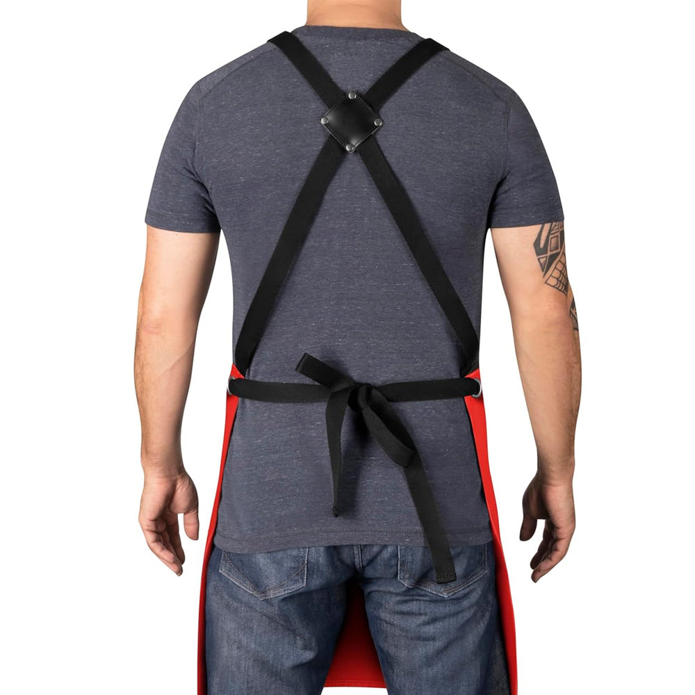 StyleCraft Red & Black Apron - SC315R - Waterproof Barber/Salon Apron with Crossback Strap