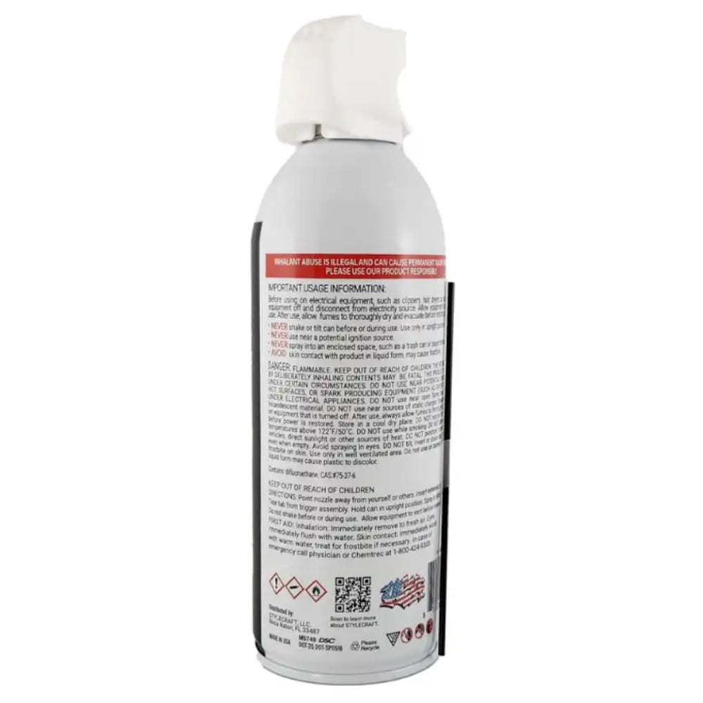 StyleCraft Duster-X - Barber & Stylist Duster Spray Aerosol 10 oz. for Clipper, Trimmer and Scissor Maintenance SC1000D