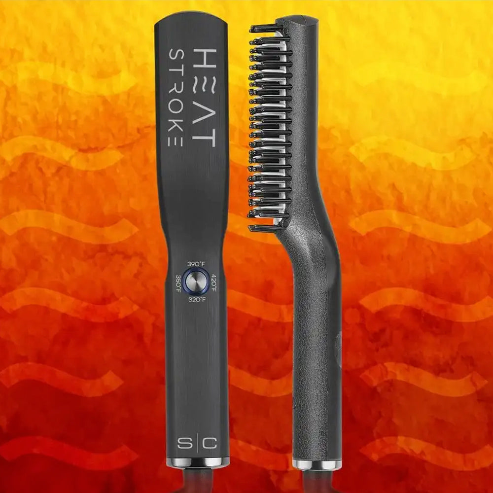 StyleCraft Heat Stroke - Corded Beard And Hair Styling Hot Brush Black With Cool Touch Tips SCHSCORD