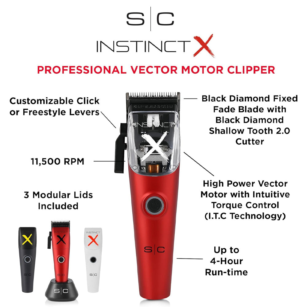 StyleCraft Instinct X Clipper - Professional Cordless Hair Clipper with Vector Motor SC608M