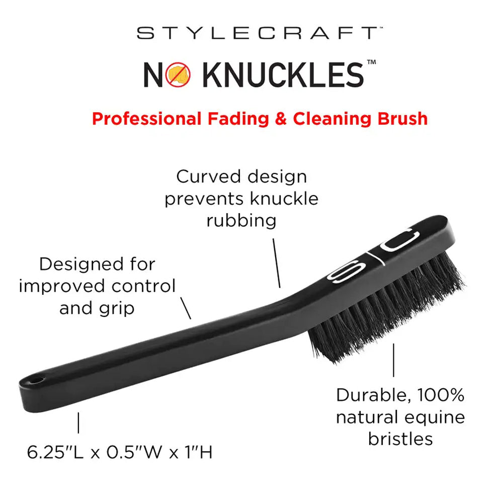 StyleCraft No Knuckles Fade Brush SCFBCSB - Professional Curved Fade Natural Bristle Brush Medium