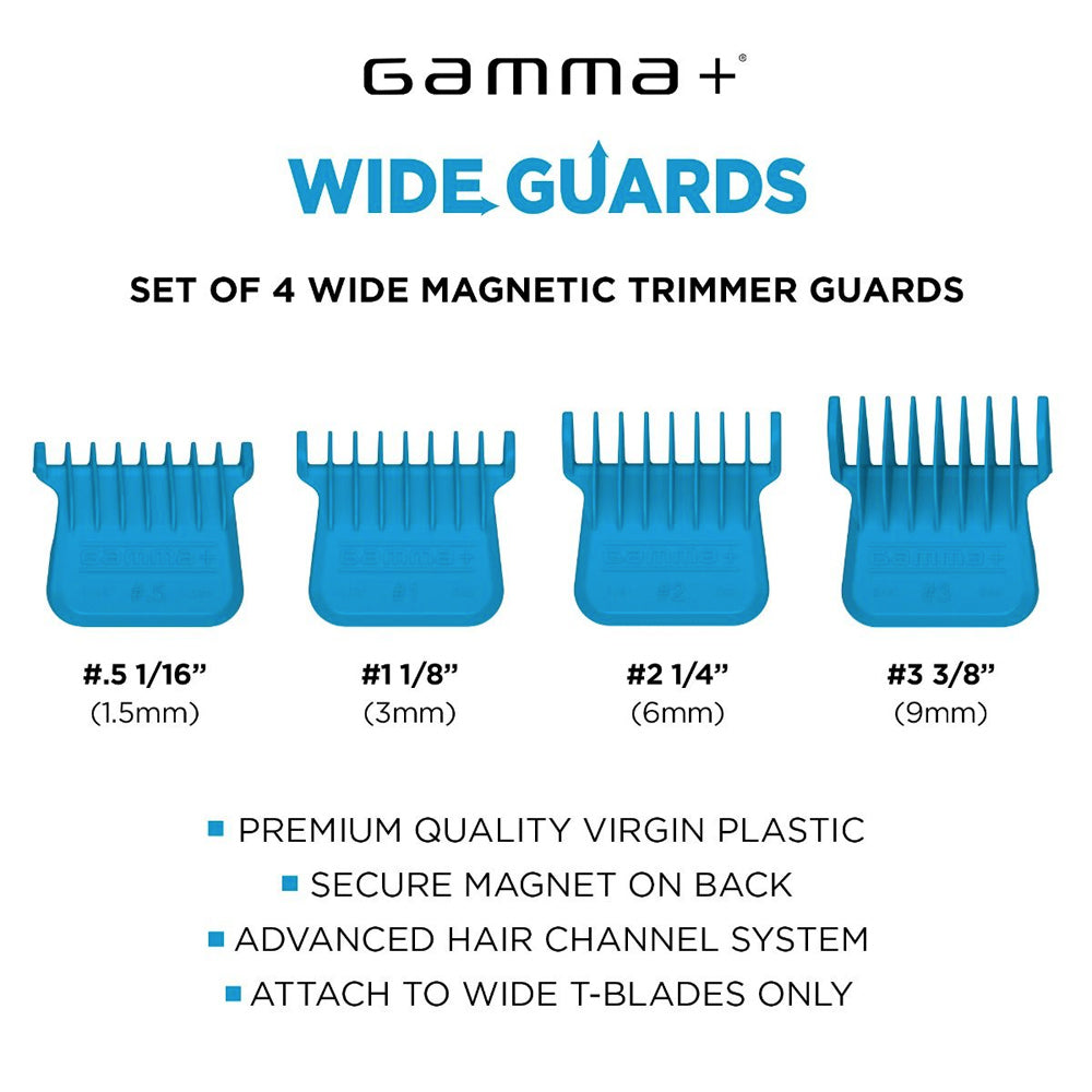 GAMMA+/StyleCraft Professional Wide Magnetic Trimmer Blade Guards - Blue - GPWMTG