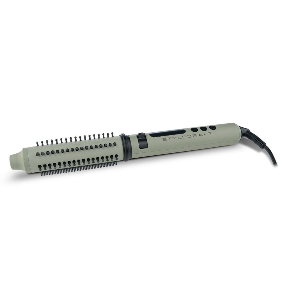 StyleCraft Sage Professional Retractable Styling Brush & Curling Wand SC716GR for Smoothness and Shine