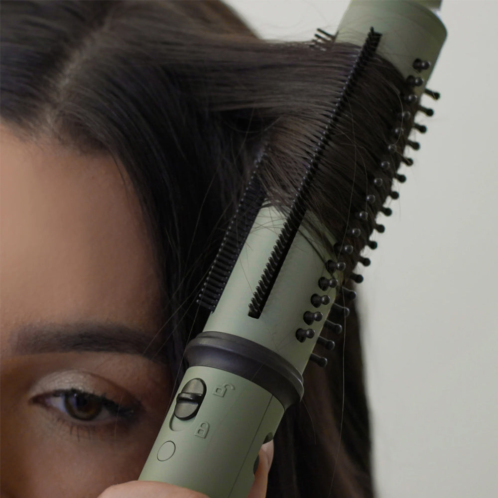 StyleCraft Sage Professional Retractable Styling Brush & Curling Wand SC716GR for Smoothness and Shine