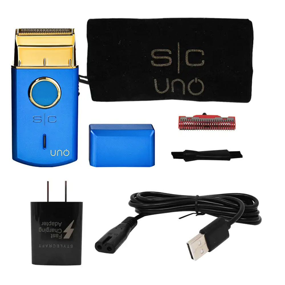 StyleCraft Uno - Mini Single Foil Shaver Blue SCUNOSFS - USB Rechargeable With Velvet Travel Case (Copy)