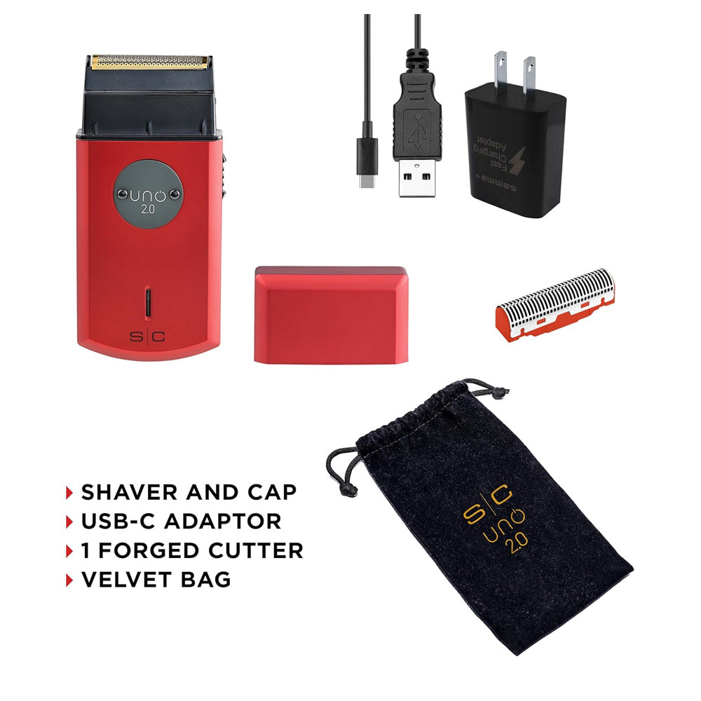 StyleCraft Uno 2.0 Single Foil Shaver with Supercharged Motor SC803R USB-C, Portable Travel Size, Gold Titanium Premium Head