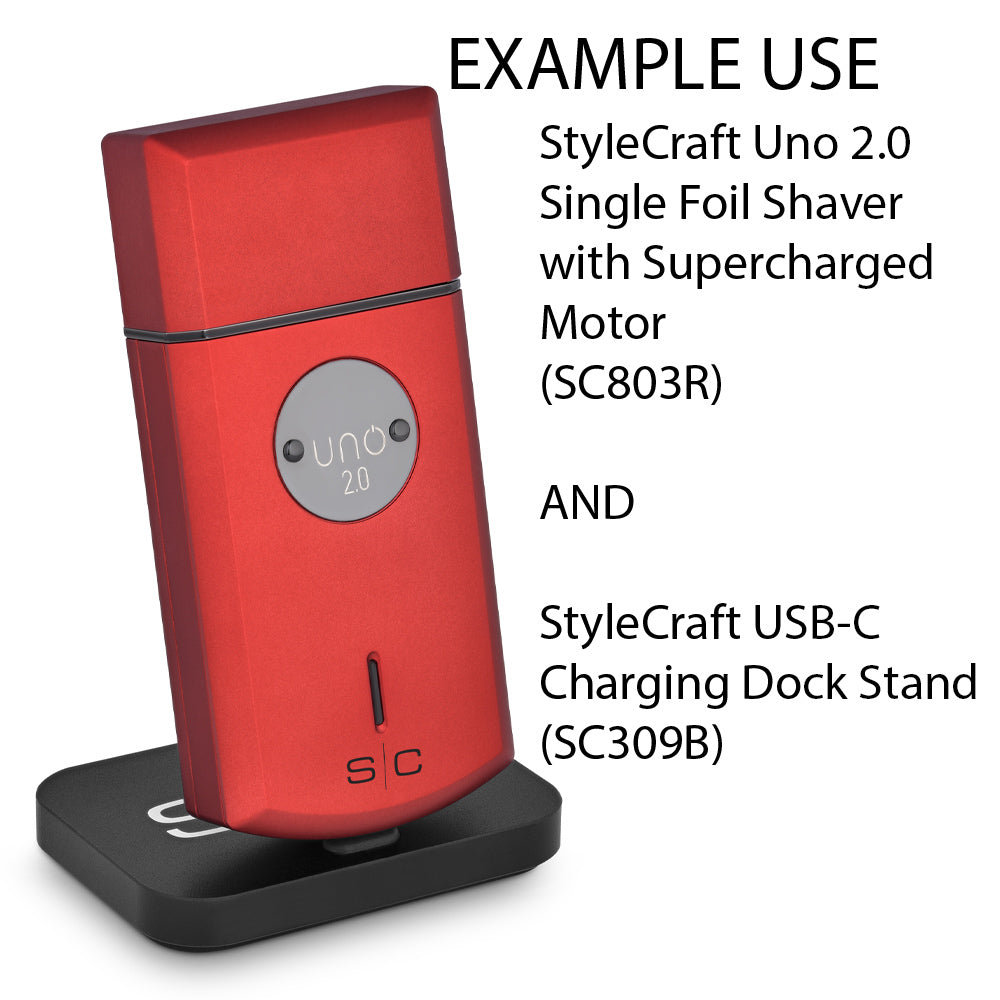 StyleCraft Uno 2.0 Single Foil Shaver with Supercharged Motor SC803R USB-C, Portable Travel Size, Gold Titanium Premium Head