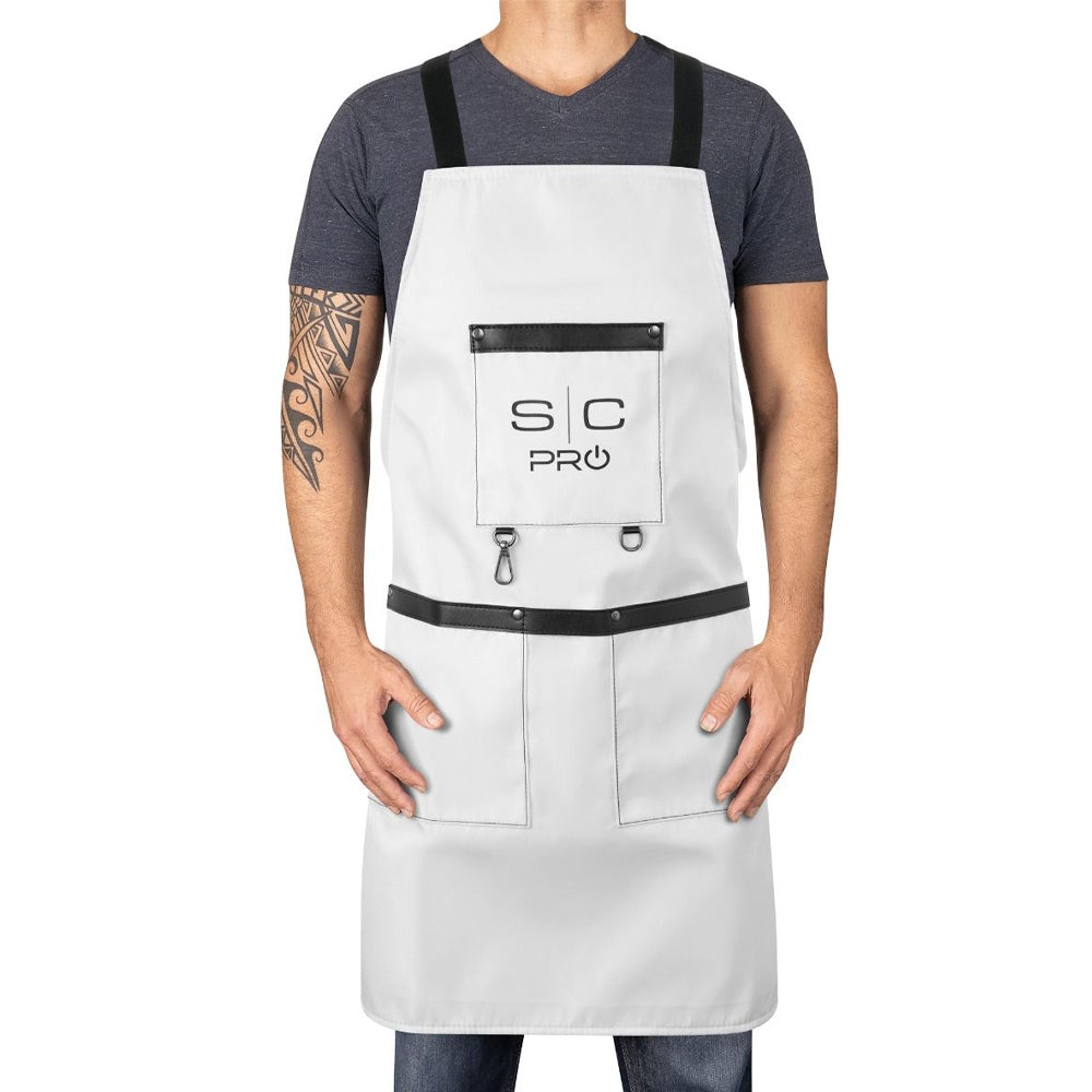 StyleCraft Water-Repellent Barber Salon Apron with Adjustable Straps in White SC339W