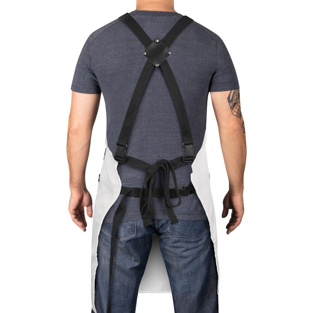 StyleCraft Water-Repellent Barber Salon Apron with Adjustable Straps in White SC339W