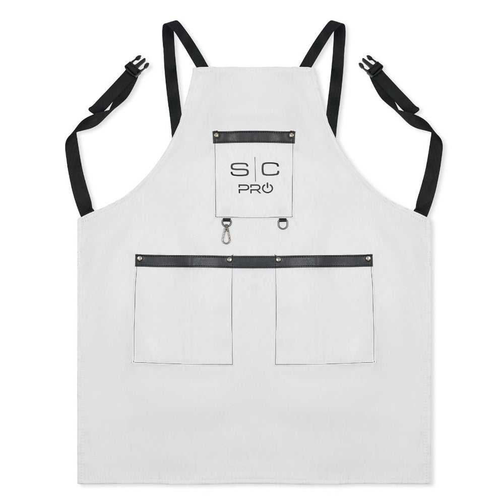 StyleCraft Water-Repellent Barber Salon Apron with Adjustable Straps in White SC339W