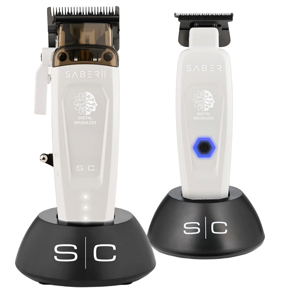 StyleCraft White Saber Duo Clipper & Trimmer SC619W + SC421W ...