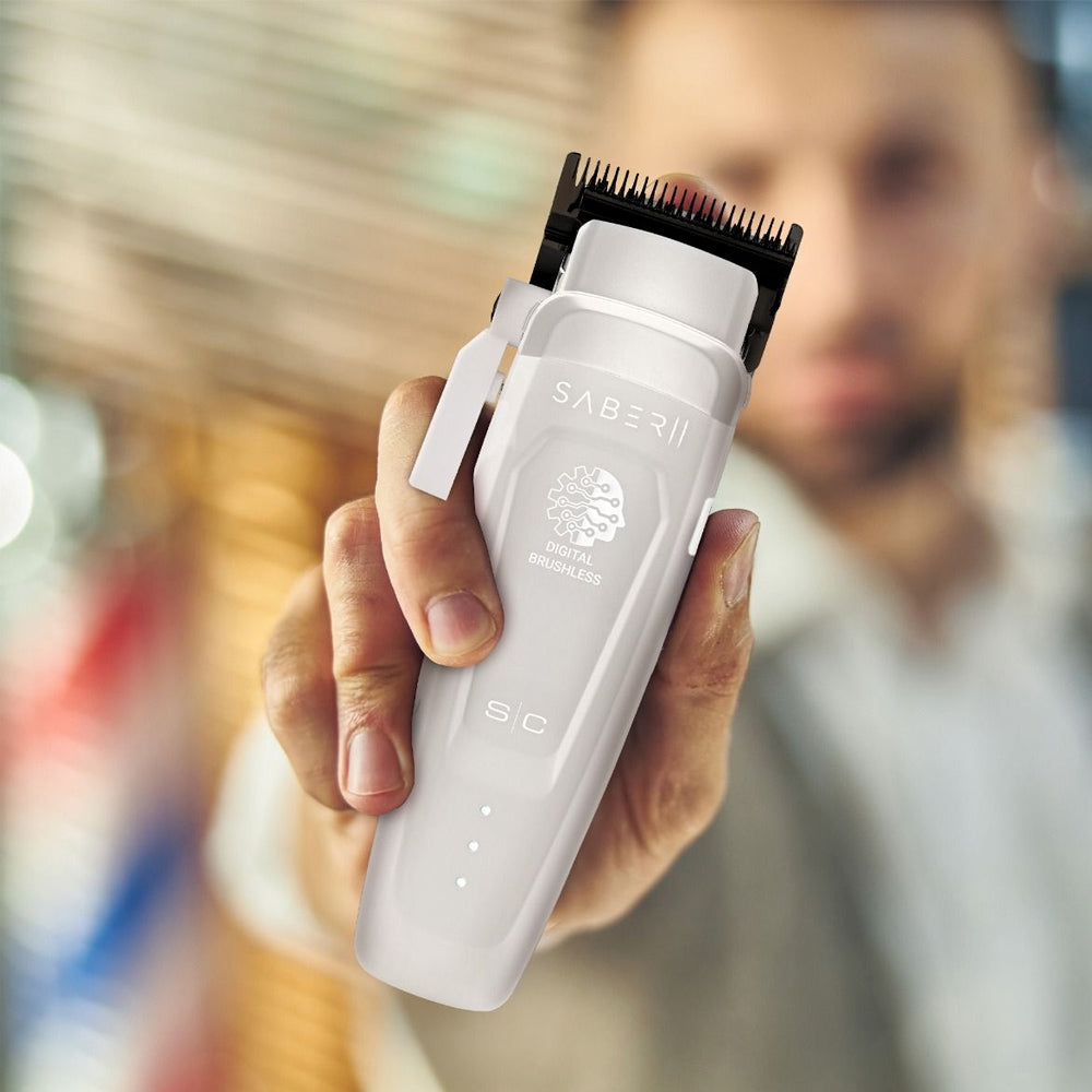 StyleCraft White Saber Duo Clipper & Trimmer SC619W + SC421W