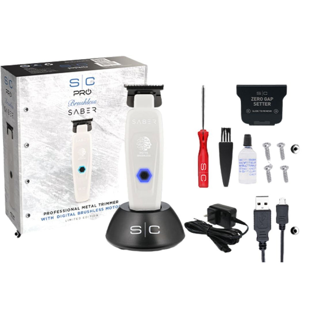 StyleCraft White Saber Duo Clipper & Trimmer SC619W + SC421W