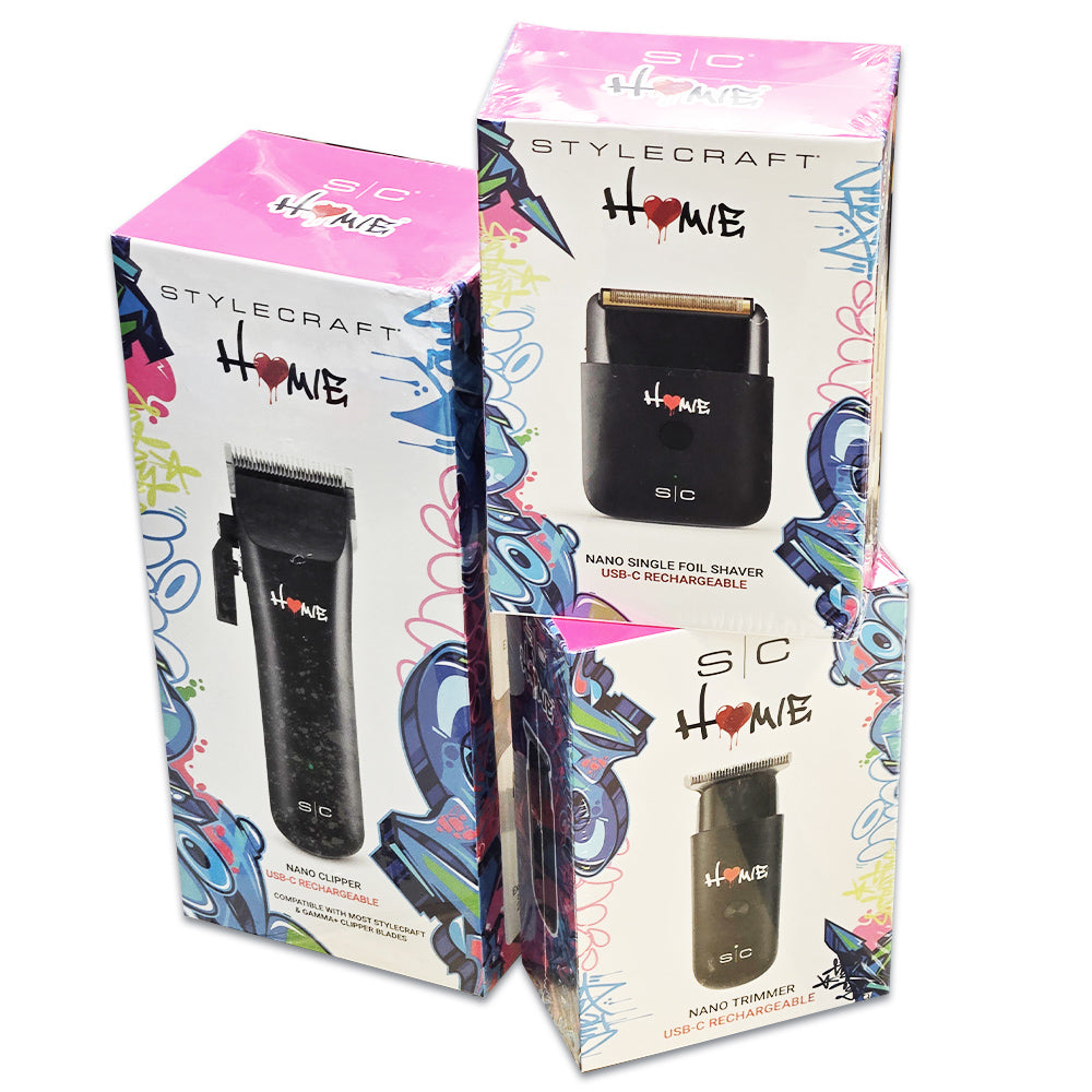 StyleCraft Homie Trio Clipper, Trimmer and Shaver - SC628B - SC415B - SC817B - USB-C Charging