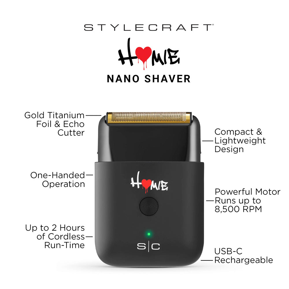 StyleCraft Homie Nano Single Foil Shaver SC817B - Compact, for Sesitive Skin, Close Finish