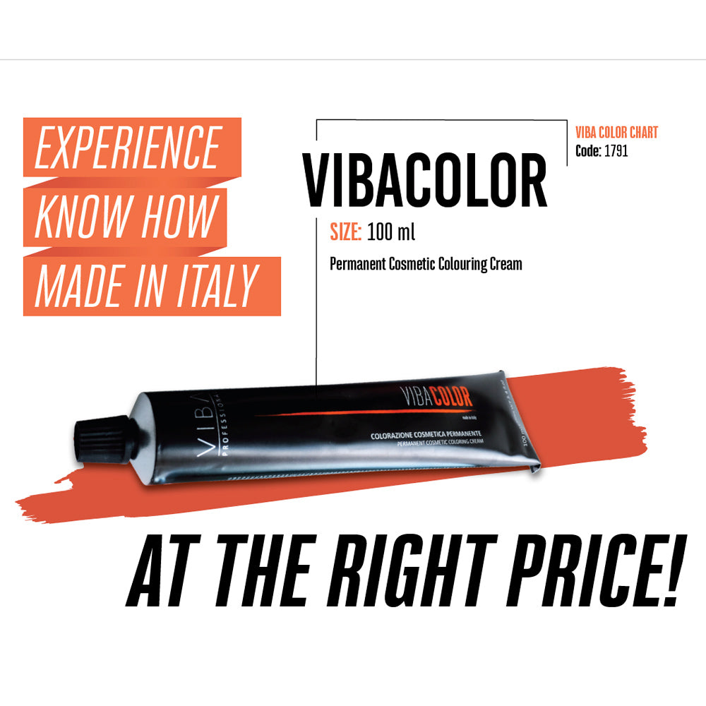 1 Black - Viba Professional Permanent Hair Colour 100 mL / 3.4 fl. oz. - Natural Series - Low Ammonia - Made in Italy