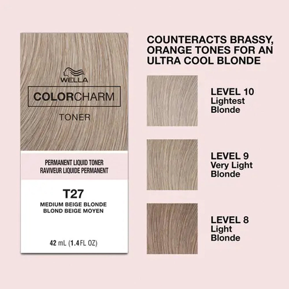 Wella Colour Charm T27 Medium Beige Blonde Liquid Toner 42 mL