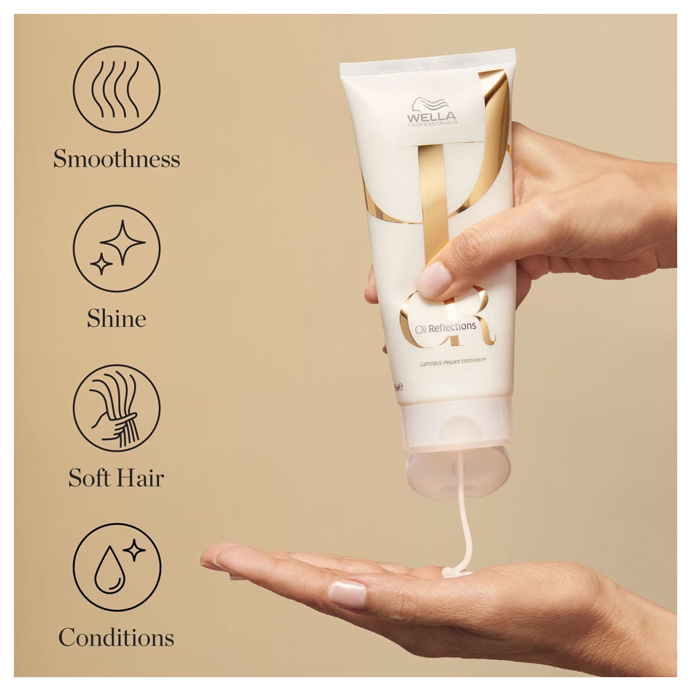 Wella Oil Reflections Luminous Instant Conditioner 200 mL / 6.76 oz. Provides Shine & Hydration with white tea extract