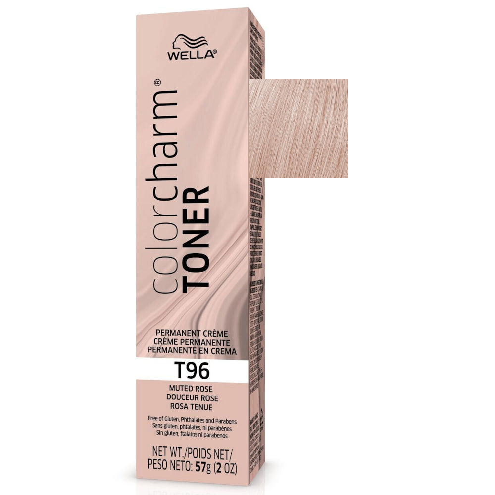 Wella T96 Muted Rose - Brass Neutralizing Permanent Crème Toners for Pastel Enhanced Blondes - 2 oz. - 57 g